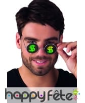 Lunettes rondes dollar en hologramme