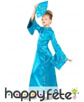 Longue robe kimono bleue asiatique pour enfant, image 1