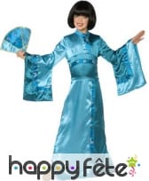 Longue robe kimono bleue asiatique pour enfant, image 3
