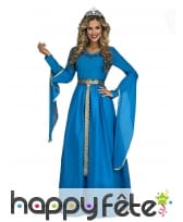 Longue robe médiévale bleue pour femme