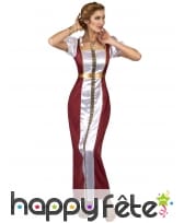 Longue robe médiévale bordeaux cintrée