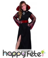 Longue robe noire de vampire pour fillette