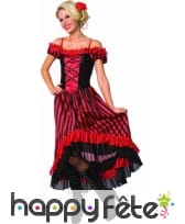 Longue robe noire et rouge de danseuse de cabaret, image 1