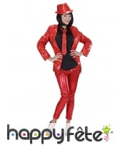 Legging rouge recouvert de sequins