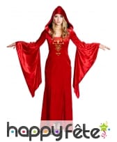 Longue robe rouge médiévale pour femme