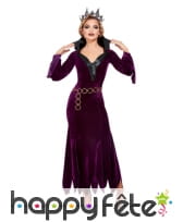 Longue robe violette de reine avec col noir