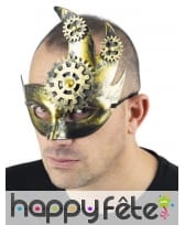 Loup steampunk bronze avec rouages pour adulte