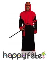 Longue tenue noire et rouge de diable pour adulte, image 1
