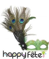 Loup vert et doré avec plume de paon, image 1