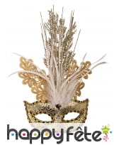 Loup Vénitien luxueux en brocart doré