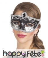 Loup vénitien rigide argenté et noir