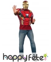 Masque avec T-shirt musclé de Iron Man pour homme