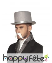 Moustache blanche guidon adhésive pour homme