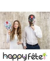 Masque crâne blanc dia de los muertos 19x28 cm, image 2