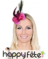 Mini chapeau barette fleur et plumes