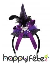 Mini chapeau de sorcière araignée argent, image 1