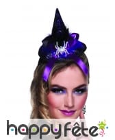 Mini chapeau de sorcière araignée argent