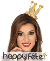 Mini couronne de reine pailletée dorée pour femme