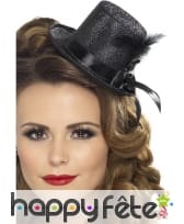 Mini chapeau noir plumes