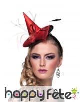 Mini chapeau rouge noir pointu avec voile