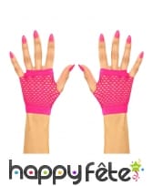 Mitaines courtes résilles rose
