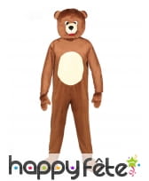 Mascotte d'ours brun pour adulte