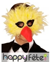 Masque d'oiseau jaune avec plumes