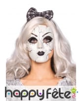Masque de poupée de porcelaine blanc et noir