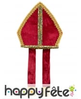 Mitre de Saint Nicolas aspect velours rouge adulte