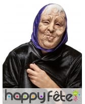 Masque de vieille dame avec foulard violet