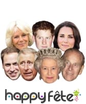 Masques en carton de la famille royale Anglaise
