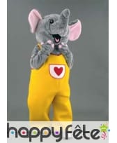 Mascotte elephant salopette jaune