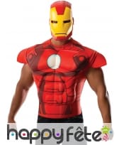 Masque et T-shirt de Iron Man musclé pour homme