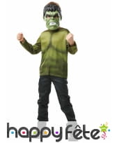 Masque et T-shirt vert de Hulk pour enfant, image 1