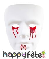 Masque facial blanc uni larmes de sang pour homme, image 1