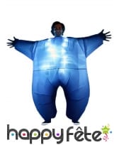 Morphsuit gonflable bleu et lumineux pour adulte