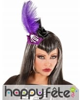 Mini haut de forme Dia de los muertos noir violet