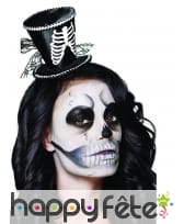 Mini haut de forme imprim&eacute; squelette