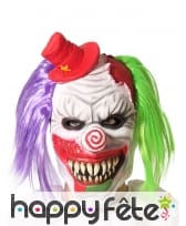 Masque intégral de clown fou, cheveux bicolores