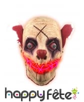 Masque intégral de clown zombie lumineux