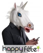 Masque intégral de licorne blanche