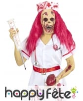 Masque intégral de médecin zombie cheveux roses, image 1