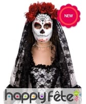 Masque jour des morts avec voile noire