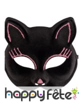 Masque loup de chat noir avec traits rose
