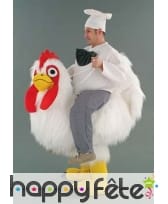 Mascotte poule avec cuisinier