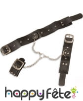 Menottes poignets et cou en simili cuir, image 1
