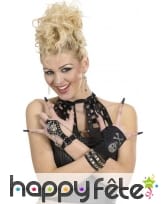 Mitaine simili cuir punk et chainettes