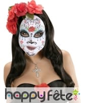 Masque souple Dia de lous muertos avec roses