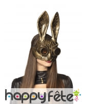 Masque Steampunk de lapin métallisé pour adulte