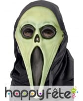 Masque scream phosphorescent avec cagoule